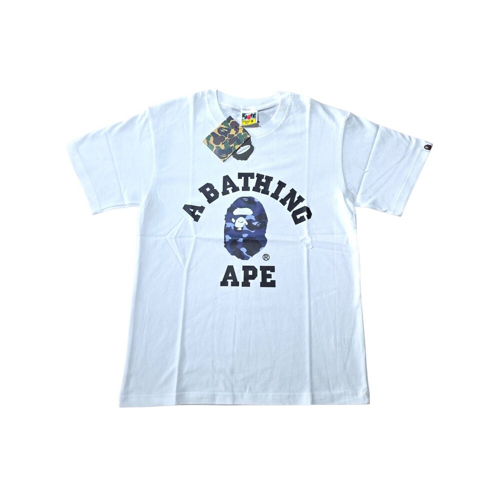 BAPE BY A BATHING APE SPACE CAMO COLLEGE MEN'S T-SHIRT WHITE CAMO MD NWT